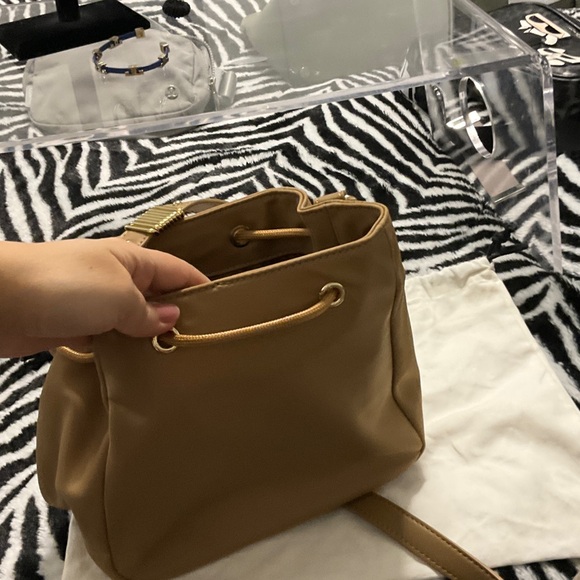 Love Moschino Camel Bucket Bag with Gold Accents